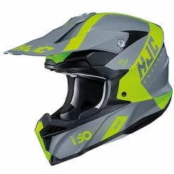 Cross Enduro Motorradhelm HJC I50 ERASED MC4HSF Matt Grau Fluo Gelb
