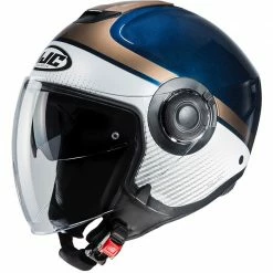 Doppelvisier Jet Helm HJC I40 WIROX MC2 Blau Weiß Gold