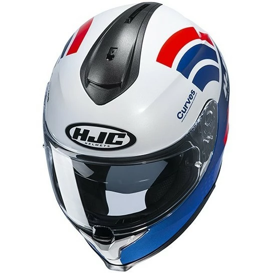 Full Face Doppelvisier Motorradhelm HJC C70 CURVES MC27 Weiß Blau Rot 4 Full Face Doppelvisier Motorradhelm HJC C70 CURVES MC27 Weiß Blau Rot – Bild 2