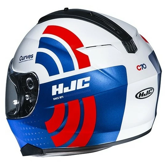 Full Face Doppelvisier Motorradhelm HJC C70 CURVES MC27 Weiß Blau Rot 5 Full Face Doppelvisier Motorradhelm HJC C70 CURVES MC27 Weiß Blau Rot – Bild 3