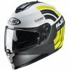 Full Face Doppelvisier Motorradhelm HJC C70 KURVEN MC4HSF Schwarz Weiß Gelb Matt