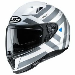 Full Face Doppelvisier Motorradhelm HJC I70 WATU MC1 Weiß Grau