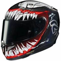 Full Face Motorradhelm HJC Fiber RPHA 11 Marvel VENOM 2 MC1 Schwarz Rot