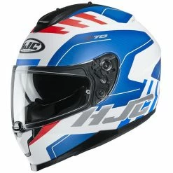 Integralhelm Doppelvisier Motorrad HJC C70 KORO MC21SF Weiß Blau Rot Matt