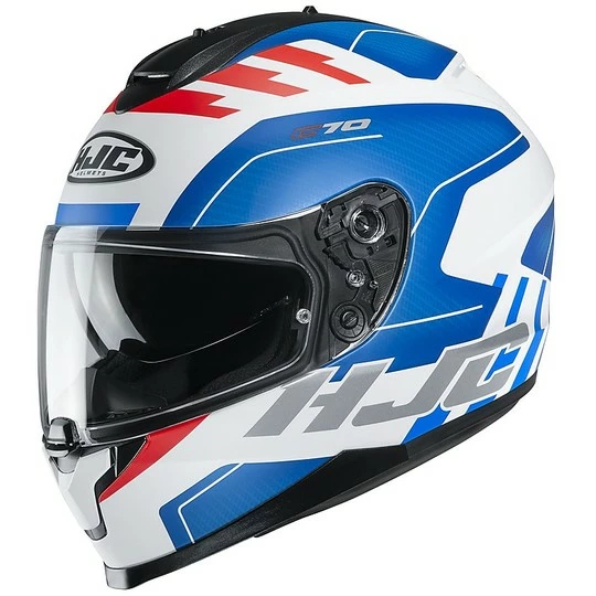 Integralhelm Doppelvisier Motorrad HJC C70 KORO MC21SF Weiß Blau Rot Matt 3 Integralhelm Doppelvisier Motorrad HJC C70 KORO MC21SF Weiß Blau Rot Matt