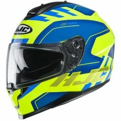 Integralhelm Doppelvisier Motorrad HJC C70 KORO MC3H Gelb Fluo Blau