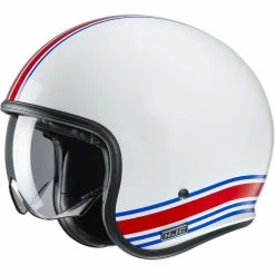 Jet Custom Helm Aus Fiber HJC V30 SENTI MC21 Weiß Rot Blau
