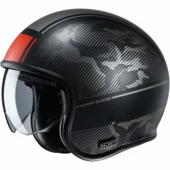 Kundenspezifischer Jet-Helm Aus HJC Fiber V30 ALPI MC1SF Matt Schwarz Rot