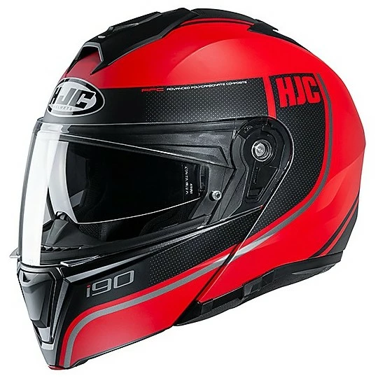 Modularer Helm Doppelte Homologation P / J Moto HJC I90 DAVAN MC1SF Rot Schwarz Matt 3 Modularer Helm Doppelte Homologation P / J Moto HJC I90 DAVAN MC1SF Rot Schwarz Matt