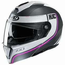 Modularer Helm Doppelte Homologation P / J Moto HJC I90 DAVAN MC8SF Weiß Opaque Pink