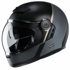 Modularer Motorradhelm Vintage Style HJC V90 MOBIX MC9Sf Schwarz Grau Matt