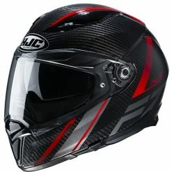 Vollcarbon Motorradhelm HJC F70 Carbon ESTON MC1 Rot