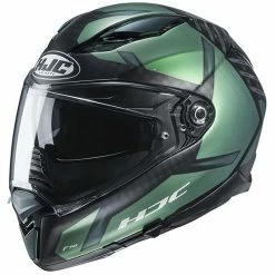 Vollgesichts-Motorradhelm Aus Faser HJC F70 DEVER MC4SF Schwarz Grün Matt