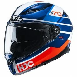 Vollgesichts-Motorradhelm Aus Faser HJC F70 TINO MC21 Weiß Blau Rot