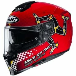 Vollgesichts-Motorradhelm Aus Faser HJC RPHA 70 ISLE OF MAN MC1 Rot Weiß